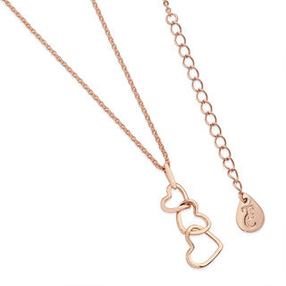 Rose Gold Triple Heart Pendant From Tipperary Crystal