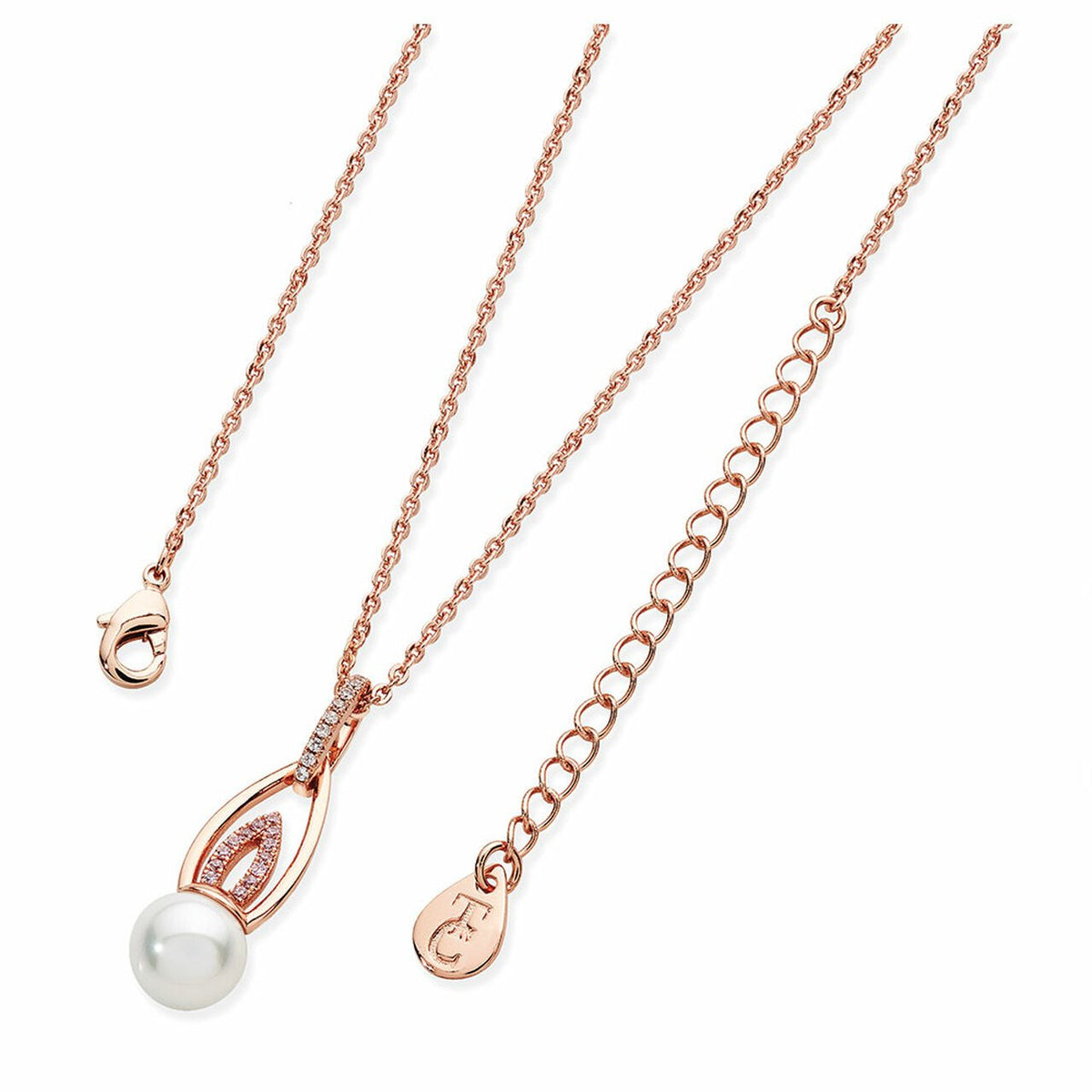 Rose Gold Flame Drop Pendant from Tipperary Crystal