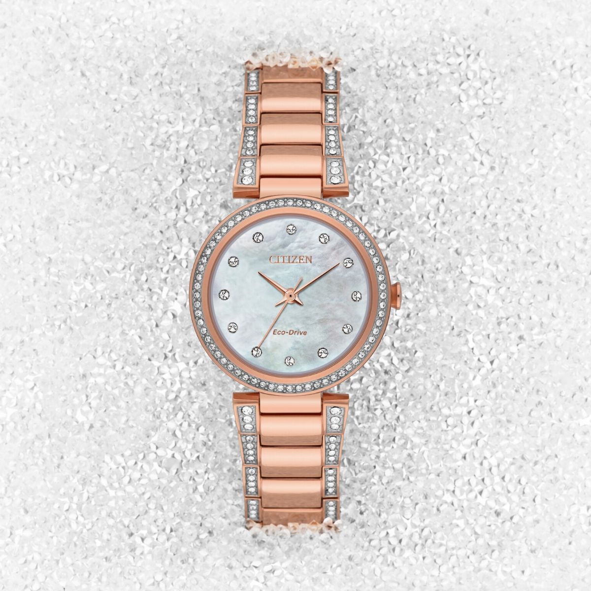 Ladies Silhouette Crystal Watch Rose Gold
