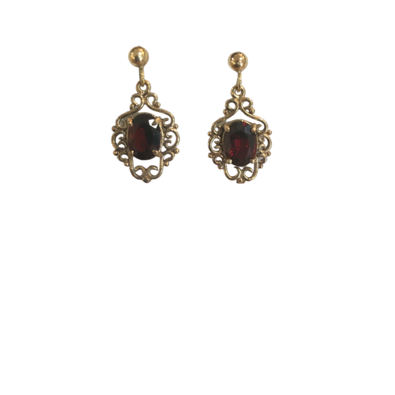 Gold Garnet Drop Earrings - Cahalan Jewellers