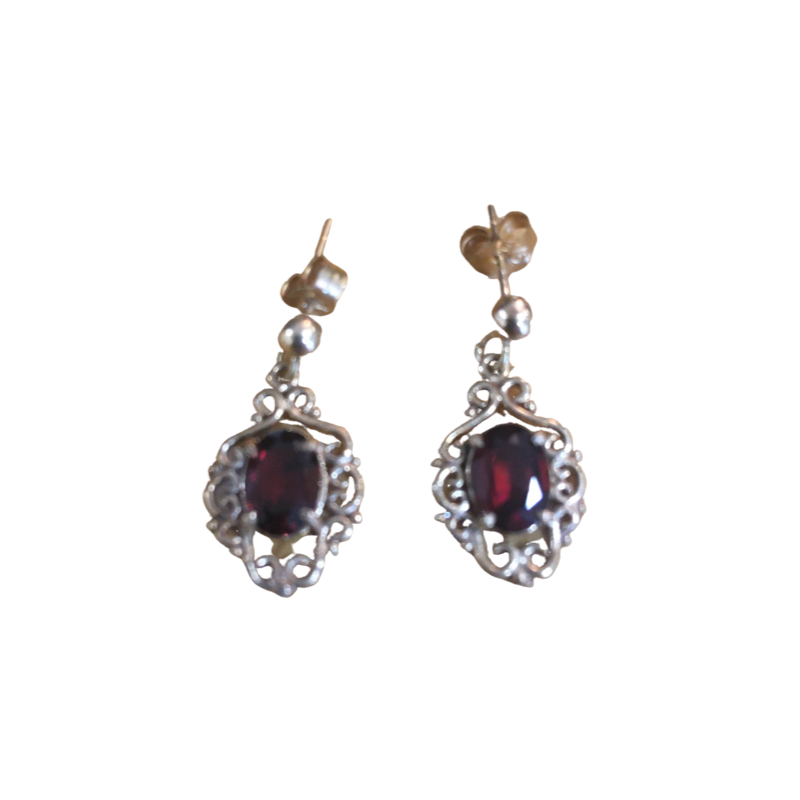 Gold Garnet Drop Earrings - Cahalan Jewellers