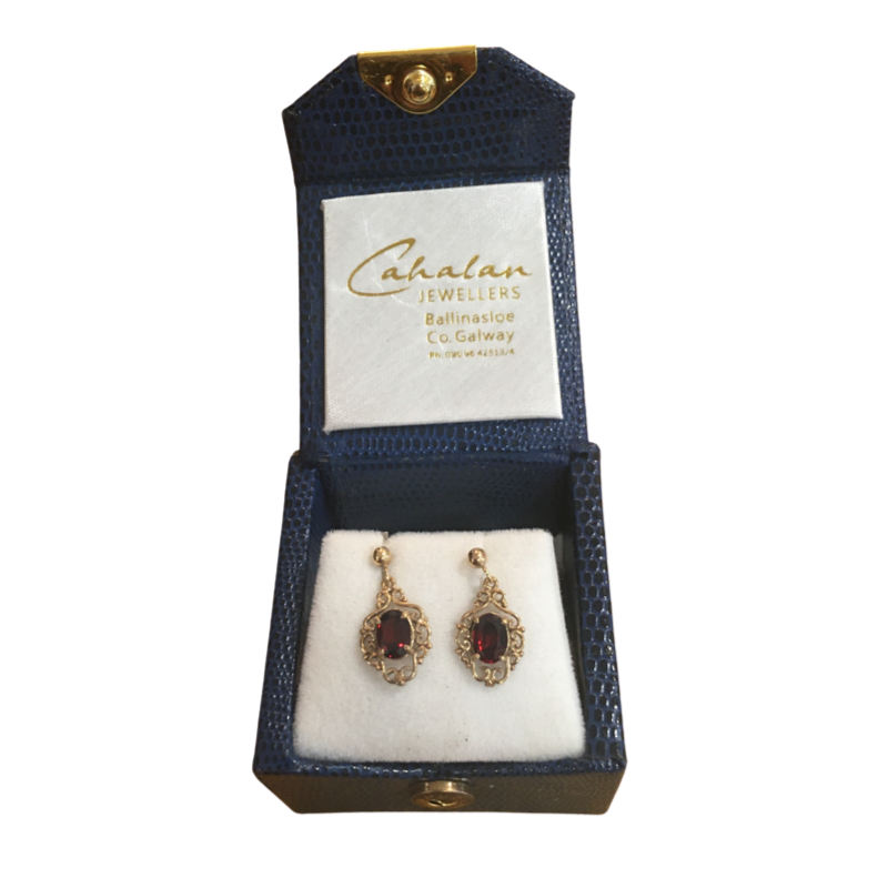Gold Garnet Drop Earrings - Cahalan Jewellers