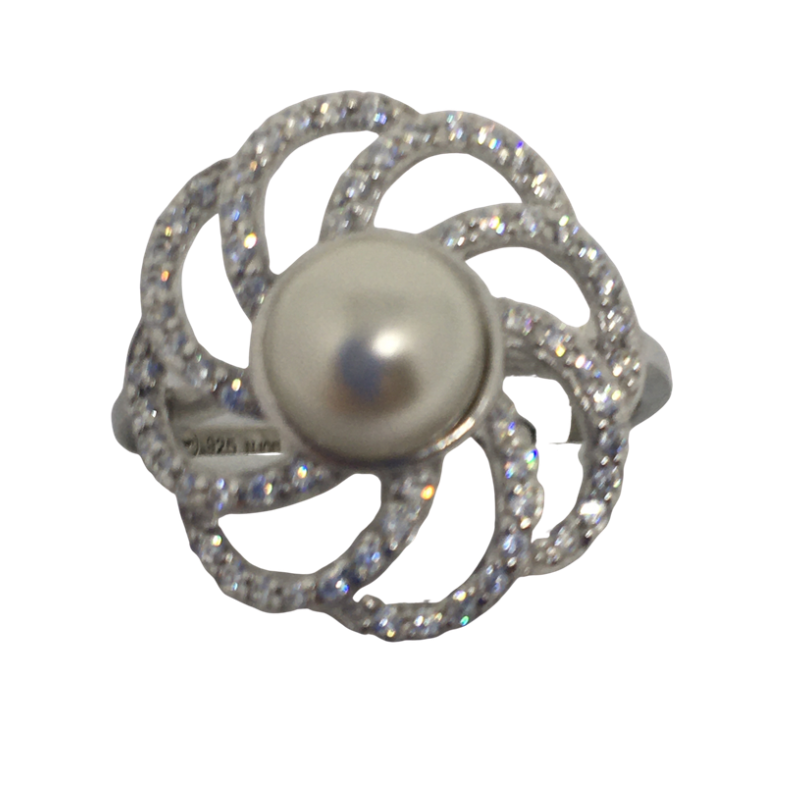 Silver ring with pearl centre - Cahalan Jewellers