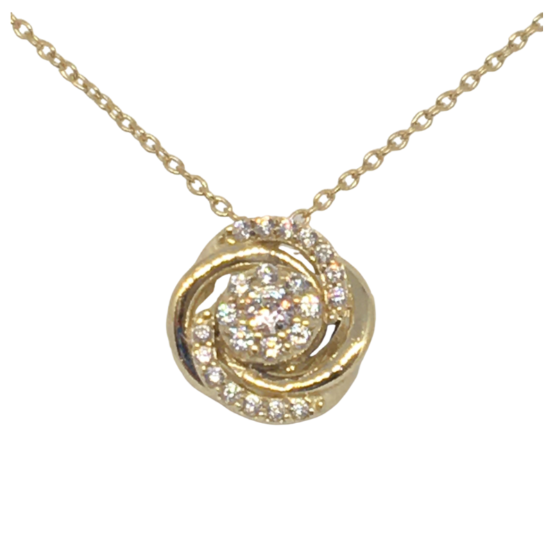 9kt Gold Swirl Pendant with Stones