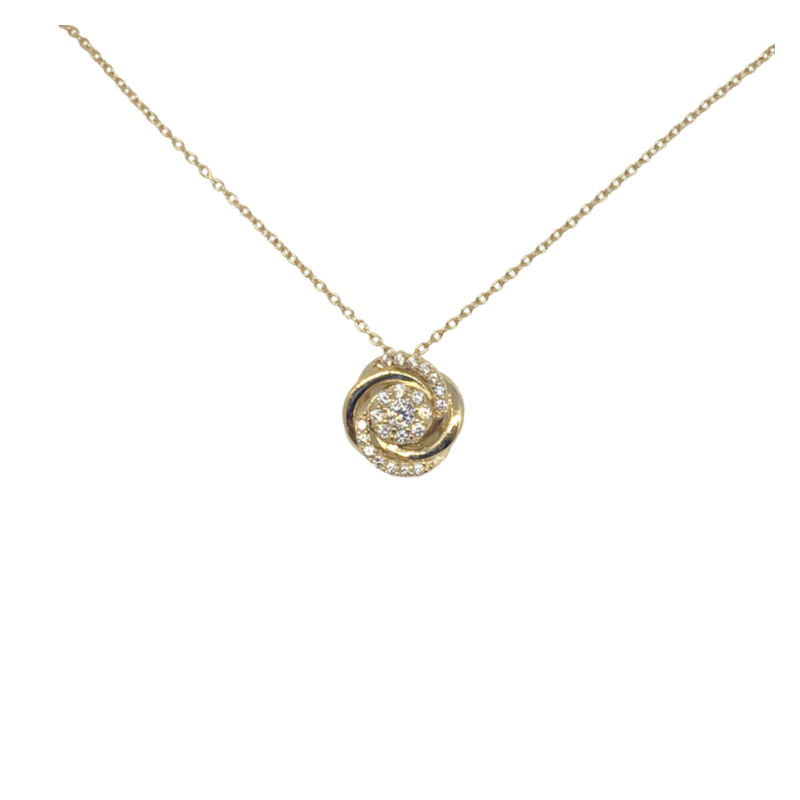 9kt Gold Swirl Pendant with Stones