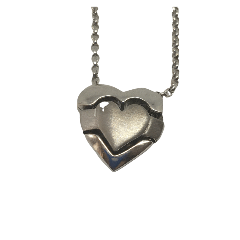 Sterling Silver Heart in a Heart Pendant