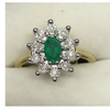 9ct Gold Cluster Diamond Ring with Emerald Stone